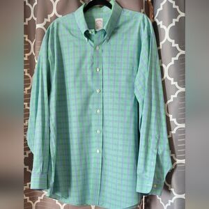 EUC! Brooks Brothers Colorful Green and Blue Oxford Button Down